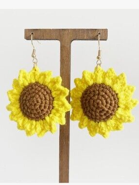 Sunflower Crochet Drop Earrings